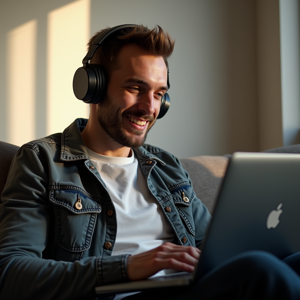 man with headphones